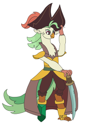 Size: 2448x3264 | Tagged: safe, artist:supahdonarudo, imported from derpibooru, captain celaeno, parrot pirates, my little pony: the movie, amputee, crystal, hat, peg leg, pirate, pirate hat, prosthetic leg, prosthetic limb, prosthetics, simple background, sword, transparent background, weapon