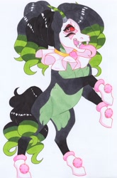 Size: 2562x3887 | Tagged: safe, artist:frozensoulpony, imported from derpibooru, oc, oc:vinyasa fae, pony, clothes, costume, nightmare night costume, solo, traditional art
