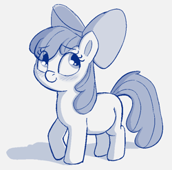 Size: 657x648 | Tagged: safe, artist:heretichesh, imported from derpibooru, apple bloom, earth pony, pony, apple bloom's bow, blushing, bow, female, filly, hair bow, happy, monochrome, pregbloom, pregnant, pregnant apple bloom, pregnant foal, sketch, solo