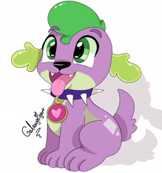 Size: 1924x2048 | Tagged: safe, artist:galaxynightt, imported from derpibooru, spike, dog, equestria girls, cute, male, open mouth, simple background, sitting, solo, spikabetes, spike the dog, tongue out, white background