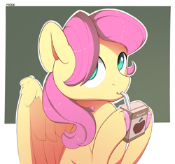 Size: 2535x2384 | Tagged: safe, artist:nookprint, imported from derpibooru, fluttershy, pegasus, pony, adorascotch, apple juice, appul, bendy straw, butterscotch, cute, drinking, drinking straw, high res, juice, juice box, looking at you, male, rule 63, rule63betes, shyabetes, solo, stallion