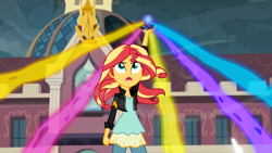 Size: 1920x1080 | Tagged: safe, imported from derpibooru, screencap, sunset shimmer, equestria girls, friendship games, female, floating, magic, magic capture device, open mouth, solo, talking