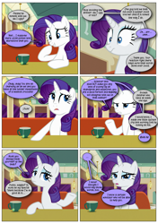 Size: 868x1230 | Tagged: safe, artist:dziadek1990, edit, edited screencap, imported from derpibooru, screencap, rarity, the saddle row review, cafe, comic, conversation, dialogue, dr. seuss, food, offscreen character, reference, screencap comic, slice of life, table, tea, text, the grinch