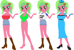 Size: 838x570 | Tagged: safe, artist:sturk-fontaine, imported from derpibooru, oc, oc only, oc:melon kiss, human, equestria girls, base used, beret, big breasts, breasts, clothes, female, hat, huge breasts, latex dress, lipstick, mega milk, meme, swimsuit