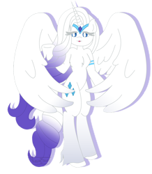 Size: 1024x1176 | Tagged: safe, artist:lolitablue, imported from derpibooru, rarity, alicorn, semi-anthro, spoiler:g5, alicornified, chest fluff, female, g5, g5 concept leak style, hoof fluff, race swap, simple background, solo, transparent background