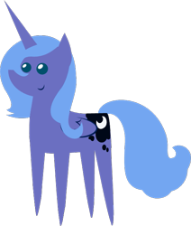 Size: 559x660 | Tagged: safe, artist:zacatron94, edit, editor:slayerbvc, imported from derpibooru, princess luna, alicorn, pony, accessory-less edit, cropped, female, mare, missing accessory, pointy ponies, s1 luna, simple background, smiling, solo, transparent background, vector