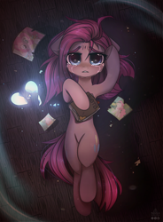 Size: 1150x1564 | Tagged: safe, artist:radioaxi, artist:reterica, imported from derpibooru, pinkie pie, earth pony, pony, the return of harmony, album, album cover, crying, heartbreak, photo, pinkamena diane pie, story included