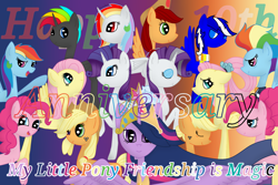 Size: 1500x1000 | Tagged: safe, artist:asiandra dash, artist:rainbow dash is best pony, imported from derpibooru, applejack, fluttershy, pinkie pie, rainbow dash, rarity, twilight sparkle, oc, oc:appletime, oc:official blue, oc:rainbowrio, oc:rainbowstorm, alicorn, earth pony, original species, pegasus, pony, unicorn, water pony, the last problem, alicorn oc, applejack's hat, clothes, cowboy hat, crown, eyes closed, eyeshadow, flying, freckles, gradient background, grey hair, happy birthday mlp:fim, hat, horn, jewelry, looking at you, looking back, makeup, mane six, mlp fim's tenth anniversary, older, older applejack, older fluttershy, older mane six, older pinkie pie, older rainbow dash, older rarity, older twilight, pegasus oc, princess twilight 2.0, regalia, scarf, shading, spread wings, text, twilight sparkle (alicorn), wings, òwó