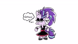 Size: 3921x2206 | Tagged: safe, artist:kylesmeallie, imported from derpibooru, starlight glimmer, pony, unicorn, alternate hairstyle, bipedal, clothes, dress, edgelight glimmer, glimmer goth, goth, makeup, skull, smiling, solo