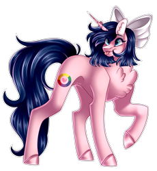 Size: 2288x2492 | Tagged: safe, artist:birdbiscuits, artist:saltycatt, imported from derpibooru, oc, oc only, oc:crackerjack, pony, unicorn, bow, female, hair bow, mare, simple background, solo, transparent background