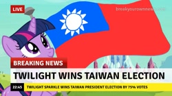 Size: 717x402 | Tagged: safe, edit, edited screencap, imported from derpibooru, screencap, twilight sparkle, the crystal empire, break your own news, breaking news, flag, politics, politics in the comments, republic of china, taiwan