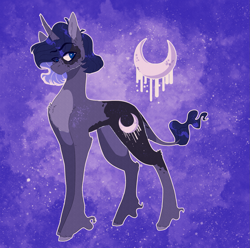 Size: 1815x1798 | Tagged: safe, artist:iheyyasyfox, imported from derpibooru, oc, oc only, pony, unicorn, coat markings, concave belly, curved horn, cutie mark, horn, leonine tail, magical lesbian spawn, male, offspring, parent:princess luna, parent:rarity, parents:rariluna, slim, solo, stallion, standing, tail, thin, unshorn fetlocks