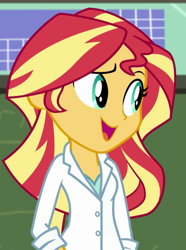 Size: 499x669 | Tagged: safe, imported from derpibooru, screencap, sunset shimmer, human, equestria girls, friendship games, the science of magic, cropped, solo, sunset the science gal