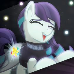 Size: 2048x2048 | Tagged: safe, artist:whitequartztheartist, imported from derpibooru, coloratura, earth pony, pony, countess coloratura, cute, glowing cutie mark, i am just a pony, musical instrument, piano, rara, rarabetes, singing, solo, spotlight, stage, the magic inside