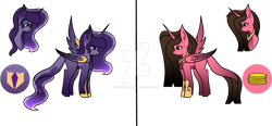 Size: 1280x592 | Tagged: safe, artist:thecommandermiky, imported from derpibooru, oc, alicorn, bat pony, alicorn oc, deviantart watermark, ethereal mane, galaxy mane, horn, obtrusive watermark, reference sheet, simple background, transparent background, watermark, wings