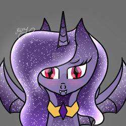 Size: 1280x1280 | Tagged: safe, artist:thecommandermiky, imported from derpibooru, alicorn, vampire, vampony, cute, ethereal mane, galaxy, galaxy mane