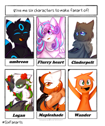 Size: 1715x2048 | Tagged: safe, artist:mlpwolfiathewolfgirl, imported from derpibooru, princess flurry heart, alicorn, cat, pony, umbreon, six fanarts, crossover, female, male, mare, pokémon, smiling, wander (wander over yonder), wander over yonder, warrior cats