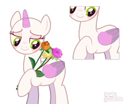 Size: 2028x1671 | Tagged: safe, artist:asifnag, imported from derpibooru, oc, oc only, alicorn, pony, bald, base, blushing, duo, eyelashes, flower, raised hoof, simple background, smiling, transparent background, two toned wings, wings