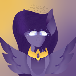 Size: 1400x1400 | Tagged: safe, artist:thecommandermiky, imported from derpibooru, pegasus, pony, female, jewelry, mare, necklace, old design, purple