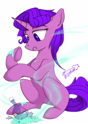 Size: 2480x3508 | Tagged: safe, artist:twiwhite, imported from derpibooru, oc, oc only, oc:molly jasmine, pony, unicorn, simple background, solo, white background