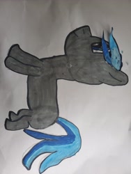 Size: 3024x4032 | Tagged: safe, artist:newbponeartist, imported from derpibooru, oc, oc only, oc:blue twists, pony, sideways image, solo, traditional art