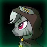 Size: 160x160 | Tagged: safe, artist:dipfanken, edit, edited screencap, editor:fluttershyisnot adoormat, imported from derpibooru, screencap, oc, oc:zambezi, zebra, fallout equestria, game: fallout equestria: remains, bust, gradient background, portrait