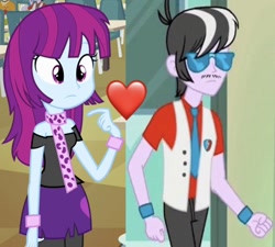 Size: 682x614 | Tagged: safe, imported from derpibooru, screencap, mystery mint, ringo, equestria girls, background human, heart, ringomint, shipping, shipping domino