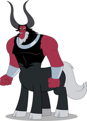 Size: 5719x8000 | Tagged: safe, artist:chrzanek97, imported from derpibooru, lord tirek, centaur, antagonist, beard, clenched fist, cloven hooves, evil grin, facial hair, grin, horns, male, muscles, nose piercing, nose ring, piercing, septum piercing, shackles, shadow, simple background, smiling, solo, transparent background, vector