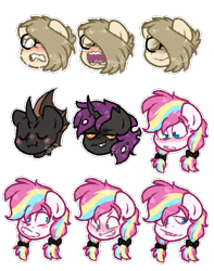 Size: 620x786 | Tagged: safe, artist:silentwolf-oficial, imported from derpibooru, oc, oc only, changeling, changeling queen, earth pony, pony, bust, changeling oc, changeling queen oc, earth pony oc, expressions, female, glasses, multicolored hair, open mouth, rainbow hair, simple background, transparent background