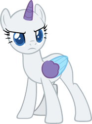 Size: 986x1322 | Tagged: safe, artist:pegasski, imported from derpibooru, oc, oc only, alicorn, pony, best gift ever, alicorn oc, bald, base, eyelashes, frown, horn, simple background, solo, transparent background, two toned wings, wings