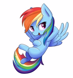 Size: 3042x3282 | Tagged: safe, artist:askwaffles, imported from derpibooru, rainbow dash, pegasus, pony, cute, dashabetes, flying, high res, missing cutie mark, open mouth, simple background, solo, white background