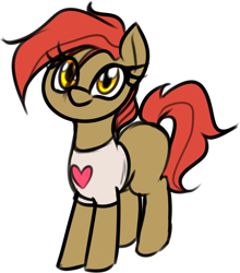 Size: 1246x1418 | Tagged: safe, artist:jetwave, oc, oc only, oc:dala vault, earth pony, pony, clothes, cute, female, filly, heart, looking at you, shirt, simple background, solo, white background