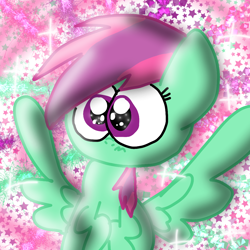 Size: 1080x1080 | Tagged: safe, artist:crossovercartoons, imported from derpibooru, banana bliss, pegasus, pony, abstract background, background, big eyes, cute, digital art, digital artwork, drawing, huge eyes, pleading, pleading eyes, solo