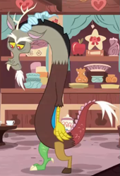 Size: 525x772 | Tagged: safe, imported from derpibooru, screencap, discord, draconequus, discordant harmony, cropped, discord is not amused, male, solo, unamused