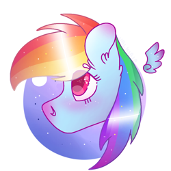 Size: 768x768 | Tagged: safe, artist:valkiria, derpibooru exclusive, imported from derpibooru, rainbow dash, pegasus, pony, cute, ear fluff, female, mare, simple background, solo, white background, wings