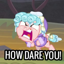 Size: 1080x1080 | Tagged: safe, edit, edited screencap, imported from derpibooru, screencap, cozy glow, pony, frenemies (episode), angry, cozy glow is best facemaker, gums, how dare you?, solo