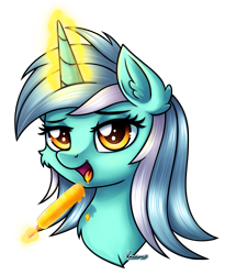 Size: 1437x1749 | Tagged: safe, artist:kruszyna25, artist:kruszynka25, imported from derpibooru, lyra heartstrings, pony, unicorn, cheek fluff, dirty, dripping, ear fluff, eyelashes, food, ice cream, licking, looking at you, open mouth, popsicle, simple background, solo, tongue out, transparent background