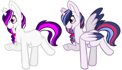 Size: 2184x1268 | Tagged: safe, artist:greyestgray, imported from derpibooru, oc, oc only, oc:infinity sparkle, alicorn, pony, unicorn, alternate design, magical lesbian spawn, offspring, parent:tempest shadow, parent:twilight sparkle, parents:tempestlight, simple background, solo, transparent background