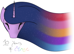 Size: 2800x2028 | Tagged: safe, artist:underwoodart, imported from derpibooru, twilight sparkle, alicorn, pony, the last problem, 10, element of generosity, element of honesty, element of kindness, element of laughter, element of loyalty, element of magic, elements of harmony, future twilight, happy birthday mlp:fim, mlp fim's tenth anniversary, older, older twilight, palindrome get, princess twilight 2.0, simple background, solo, transparent background, twilight sparkle (alicorn)