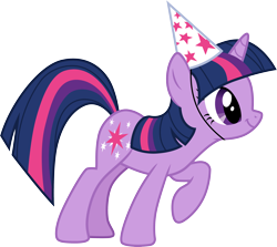 Size: 3368x3000 | Tagged: safe, artist:cloudy glow, artist:cloudyglow, imported from derpibooru, twilight sparkle, pony, unicorn, party of one, hat, party hat, simple background, solo, transparent background, unicorn twilight, vector