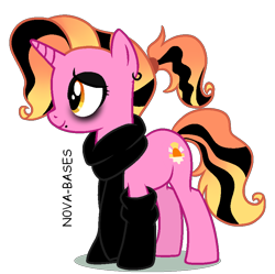 Size: 876x873 | Tagged: safe, artist:kazeblue, artist:nova-bases, imported from derpibooru, luster dawn, pony, unicorn, alternate hairstyle, black socks, clothes, dyed hair, dyed mane, ear piercing, earring, emo, eyeshadow, female, goth, jewelry, lip piercing, makeup, mare, mascara, piercing, scarf, simple background, socks, solo, transparent background