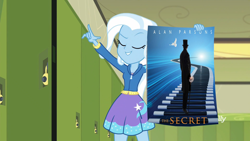 Size: 1920x1080 | Tagged: safe, edit, edited screencap, imported from derpibooru, screencap, trixie, equestria girls, equestria girls series, forgotten friendship, alan parsons, pointing, the secret (alan parsons album)