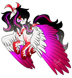 Size: 1536x1660 | Tagged: safe, artist:silentwolf-oficial, imported from derpibooru, oc, oc only, pegasus, pony, ethereal mane, makeup, pegasus oc, simple background, smiling, solo, starry mane, transparent background, two toned wings, wings