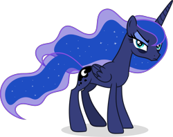 Size: 4783x3797 | Tagged: safe, artist:inaactive, artist:pumpkinpieforlife, edit, editor:slayerbvc, imported from derpibooru, princess luna, alicorn, pony, a royal problem, absurd resolution, accessory-less edit, angry, bags under eyes, barehoof, female, grumpy, mare, missing accessory, show accurate, simple background, solo, transparent background, vector