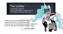 Size: 1280x700 | Tagged: safe, artist:emp-bomber, imported from derpibooru, princess celestia, body armor, gun, helmet, rifle, soldier, starcrawlers, weapon