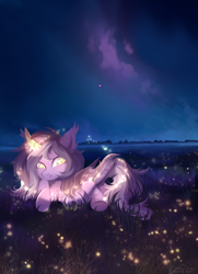 Size: 1000x1382 | Tagged: safe, artist:magicbalance, imported from derpibooru, oc, oc only, oc:nebula eclipse, bat pony, firefly (insect), insect, pony, bat pony oc, bat wings, commission, night, solo, wings, ych result