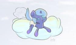 Size: 4096x2459 | Tagged: safe, artist:inky_mitts, artist:inkypuso, imported from derpibooru, princess luna, alicorn, pony, baby, baby pony, cloud, diaper, fart, fart noise, female, filly, lunar wind, on a cloud, onomatopoeia, solo, sound effects, woona, younger