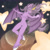 Size: 2000x2000 | Tagged: safe, artist:pony straponi, artist:st. oni, imported from derpibooru, oc, oc only, oc:nebula eclipse, anthro, bat pony, unguligrade anthro, bat pony oc, bat wings, breasts, chest fluff, colored, commission, cucumber, ear fluff, fangs, featureless breasts, featureless crotch, flat colors, food, skating, solo, space, stars, unshorn fetlocks, wings, ych result