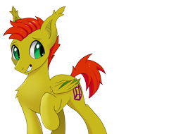 Size: 3415x2601 | Tagged: safe, alternate version, artist:xbi, imported from derpibooru, oc, oc only, oc:alkarasu, bat pony, pony, gradient background, looking back, simple background, solo, transparent background