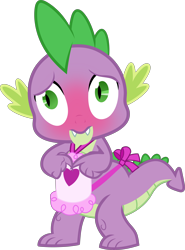 Size: 4606x6225 | Tagged: safe, artist:frownfactory, imported from derpibooru, spike, dragon, dragon quest, .ai available, apron, blushing, clothes, male, simple background, solo, transparent background, vector